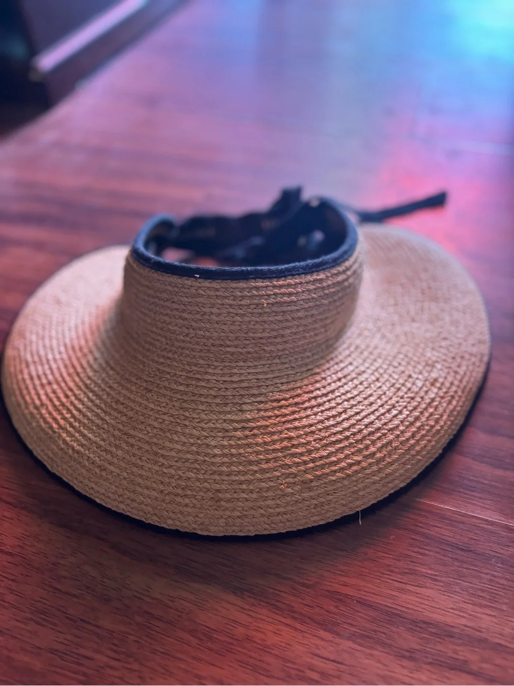 Helen Kaminski Mita Raffia Sun Visor Natural Straw Wide Brim One Size Australia
